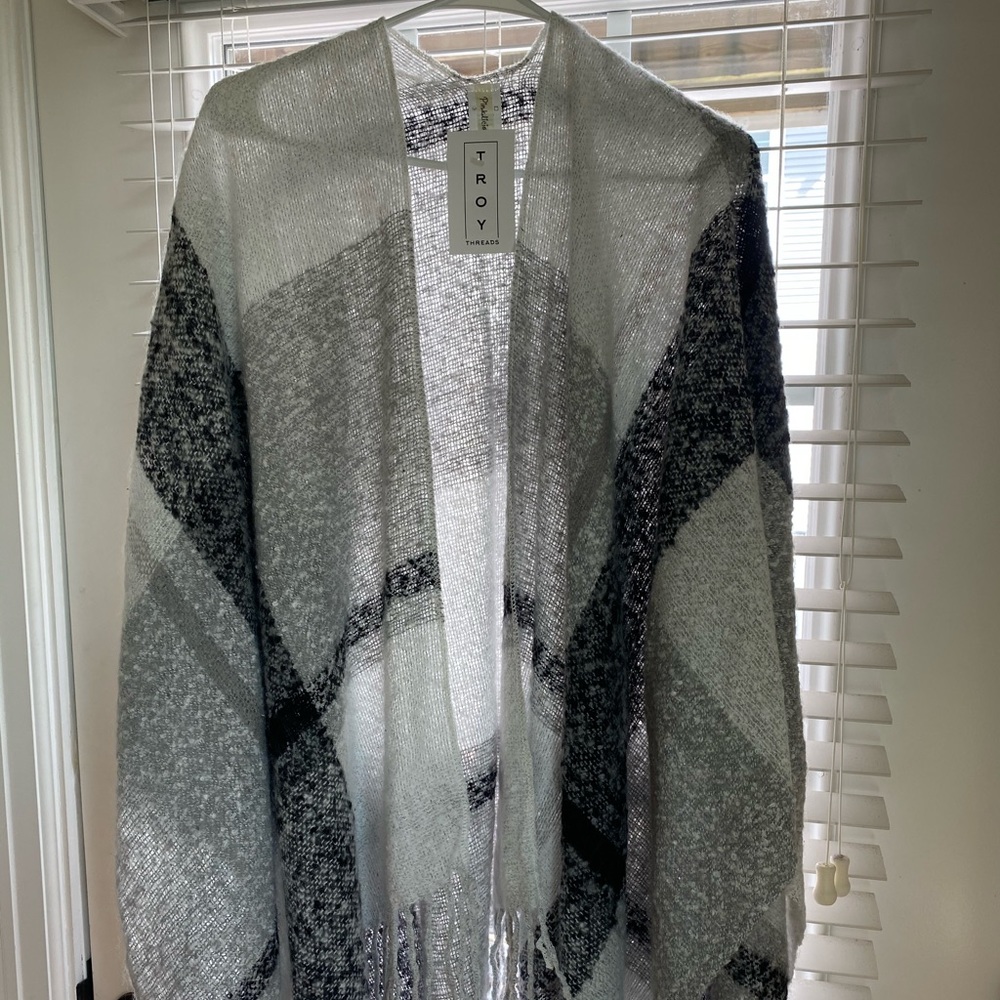 Plaid poncho
